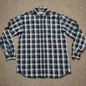 L.L. BEAN Scotch Plaid Flannel Shirt Men LT Long Sleeve Button Up Cotton